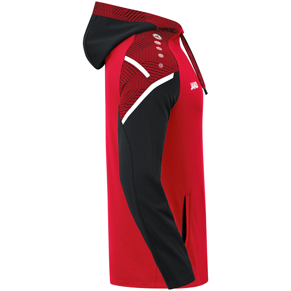 SUDADERA CON CAPUCHA JAKO PERFORMANCE, ROJA-NEGRA HOMBRE. 