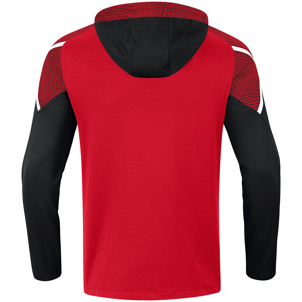 SUDADERA CON CAPUCHA JAKO PERFORMANCE, ROJA-NEGRA NIÑO. 