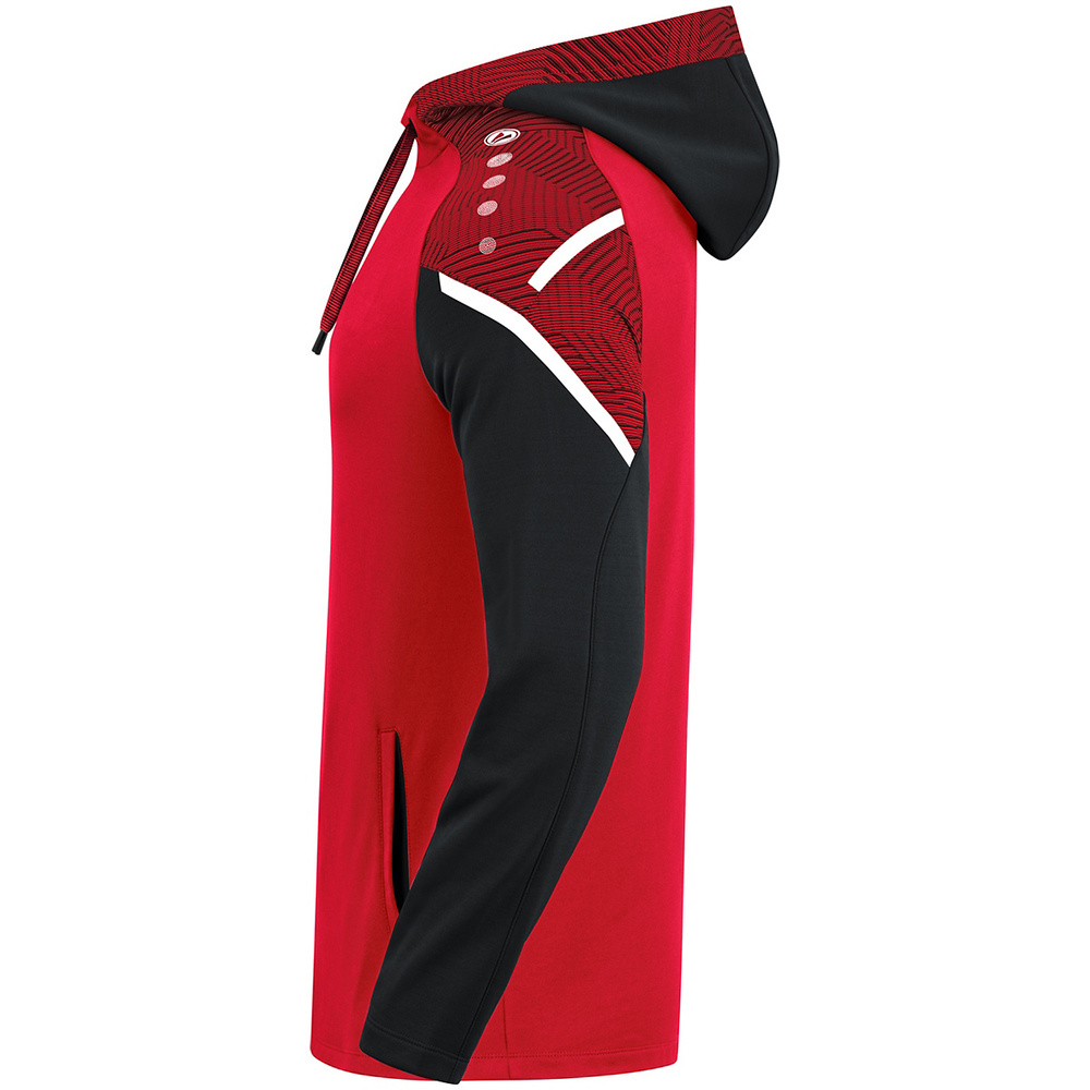 SUDADERA CON CAPUCHA JAKO PERFORMANCE, ROJA-NEGRA NIÑO. 