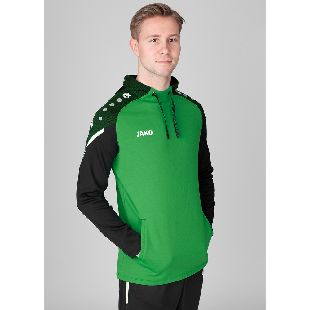 SUDADERA CON CAPUCHA JAKO PERFORMANCE, VERDE-NEGRA NIÑO. 