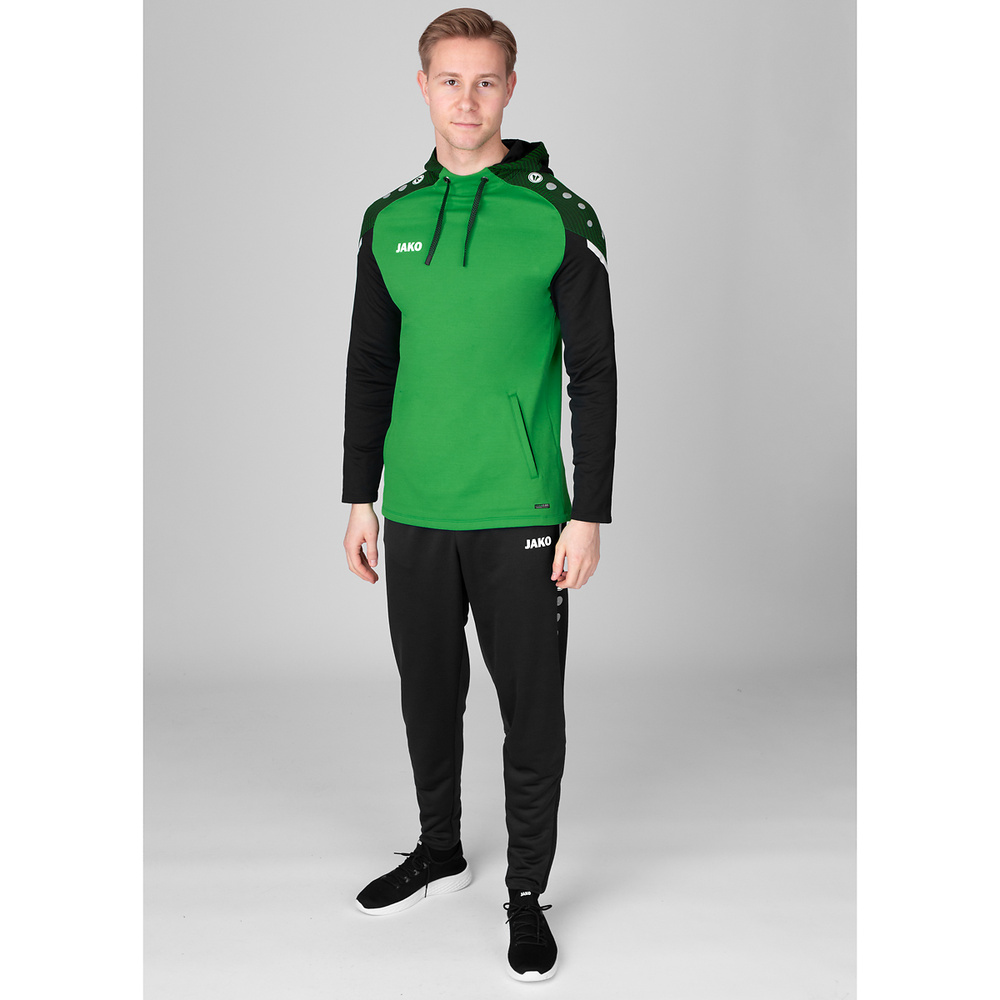 SUDADERA CON CAPUCHA JAKO PERFORMANCE, VERDE-NEGRA NIÑO. 