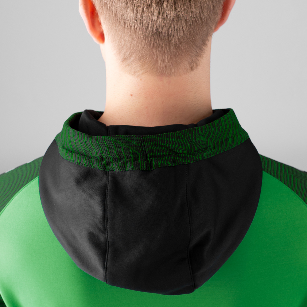 SUDADERA CON CAPUCHA JAKO PERFORMANCE, VERDE-NEGRA NIÑO. 