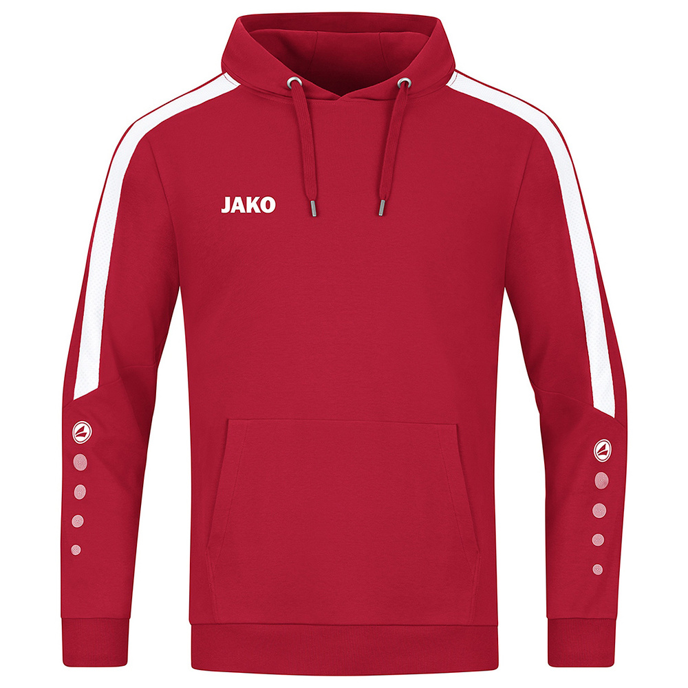 SUDADERA CON CAPUCHA JAKO POWER, ROJA-BLANCA MUJER. 