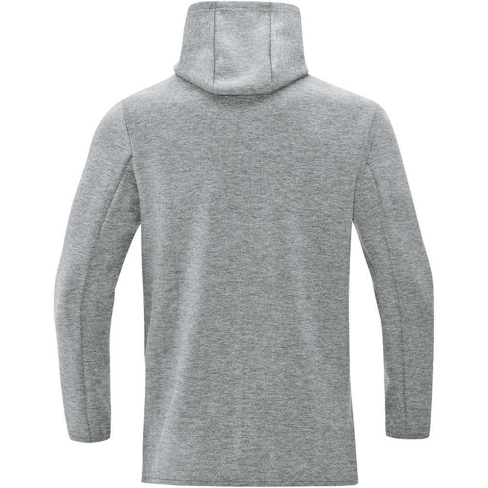 SUDADERA CON CAPUCHA JAKO PREMIUM BASICS, GRIS CLARO MELANGE HOMBRE. 