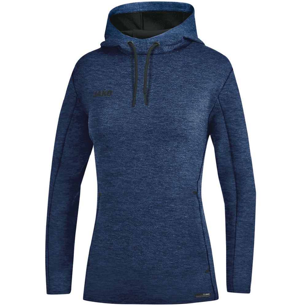 SUDADERA CON CAPUCHA JAKO PREMIUM BASICS, MARINO MELANGE MUJER. 