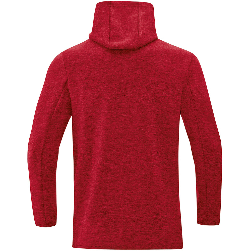 SUDADERA CON CAPUCHA JAKO PREMIUM BASICS, ROJA MELANGE HOMBRE. 