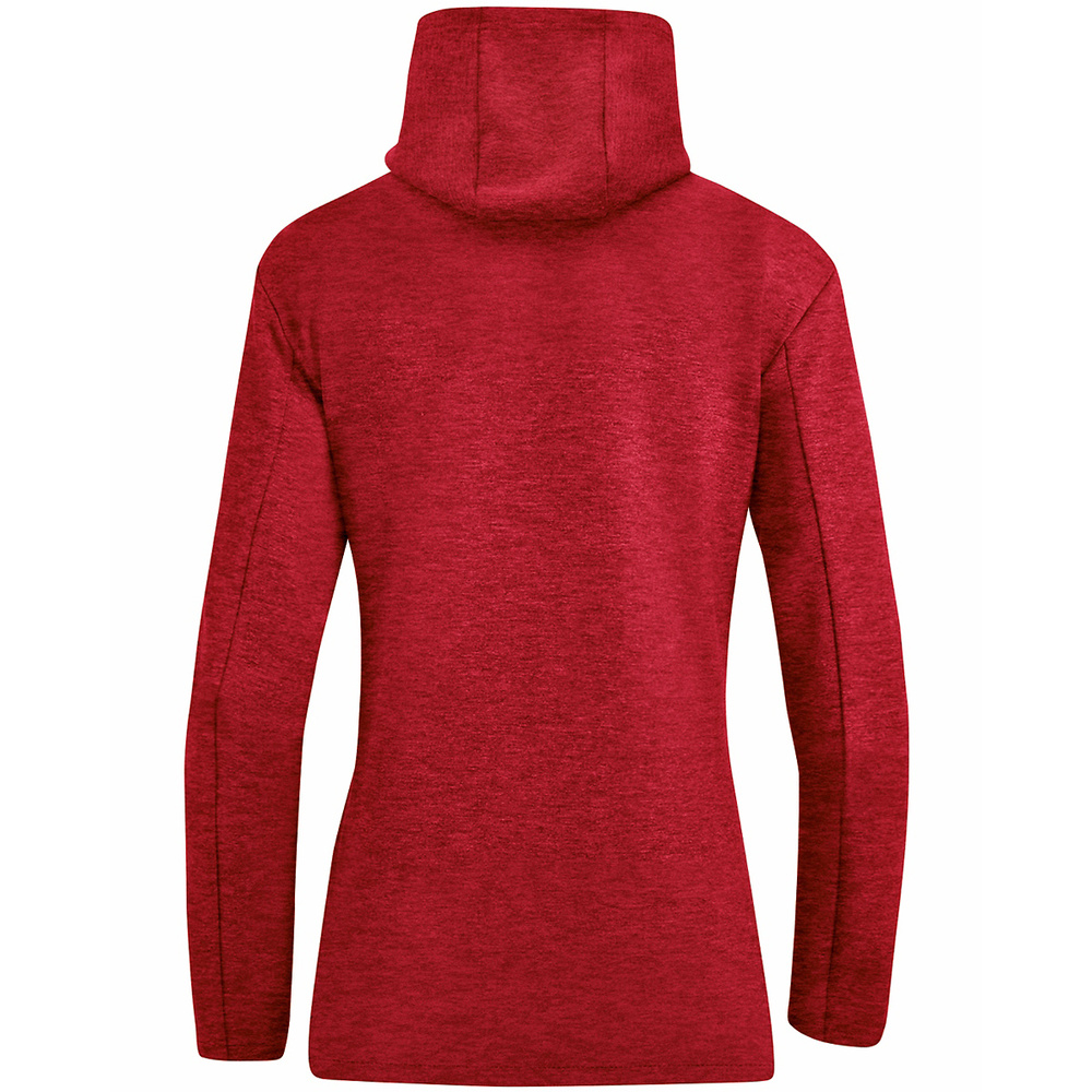 SUDADERA CON CAPUCHA JAKO PREMIUM BASICS, ROJA MELANGE MUJER. 