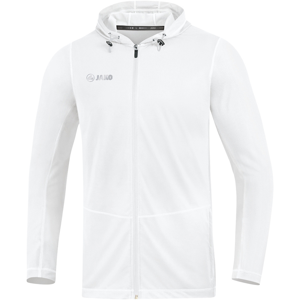 SUDADERA CON CAPUCHA JAKO RUN 2.0, BLANCA HOMBRE. 