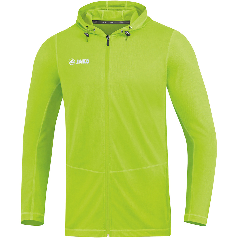 SUDADERA CON CAPUCHA JAKO RUN 2.0, VERDE NEÓN HOMBRE. 