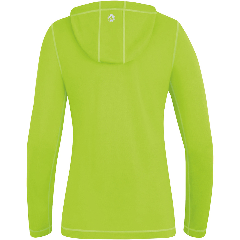 SUDADERA CON CAPUCHA JAKO RUN 2.0, VERDE NEÓN MUJER. 