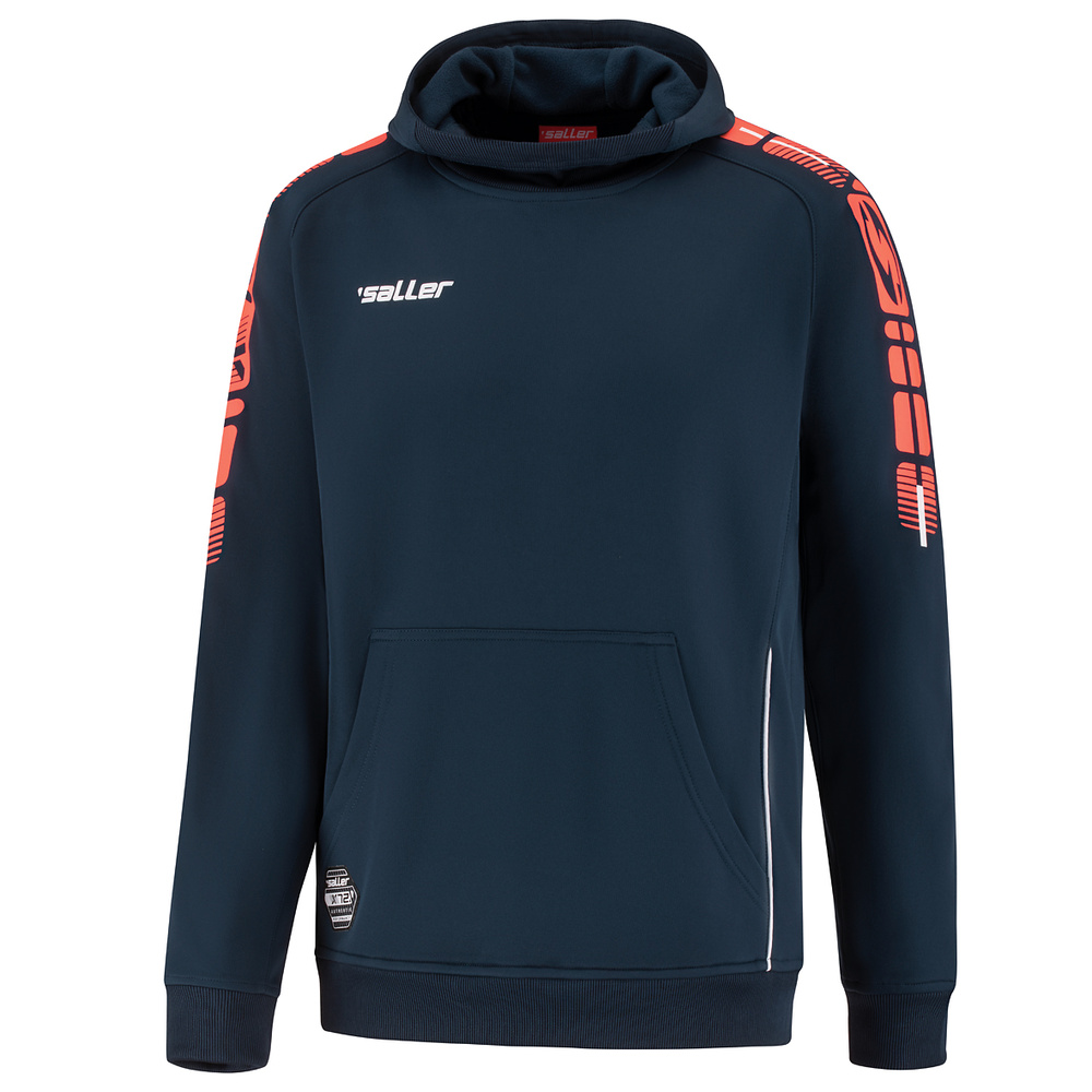 SUDADERA CON CAPUCHA SALLERX.72, MARINO-NARANJA NEÓN-BLANCO UNISEX. 