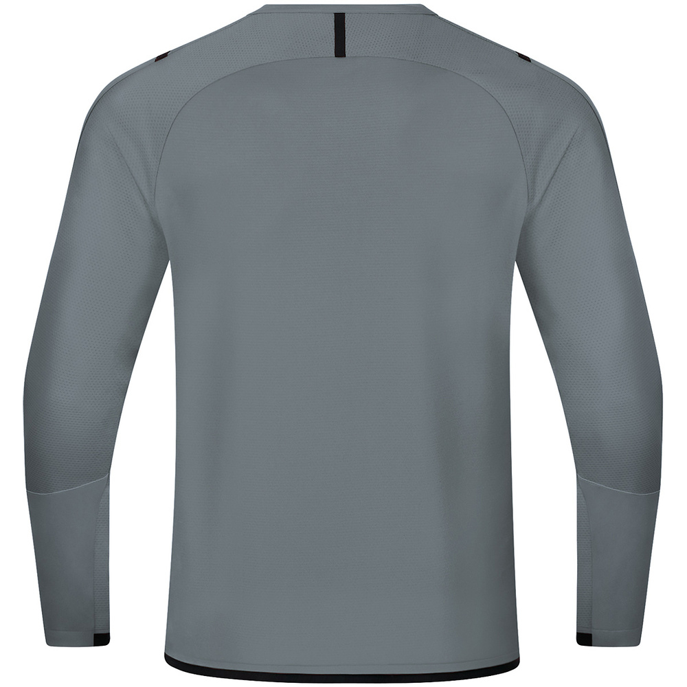 SUDADERA JAKO CHALLENGE, GRIS PIEDRA-NEGRA HOMBRE. 