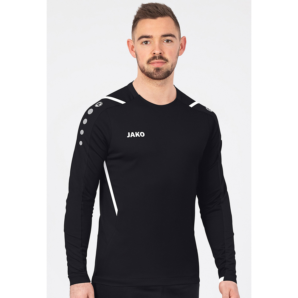 SUDADERA JAKO CHALLENGE, NEGRA-BLANCA HOMBRE. 