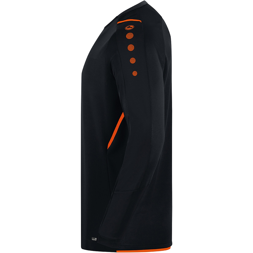 SUDADERA JAKO CHALLENGE, NEGRA-NARANJA NEÓN HOMBRE. 