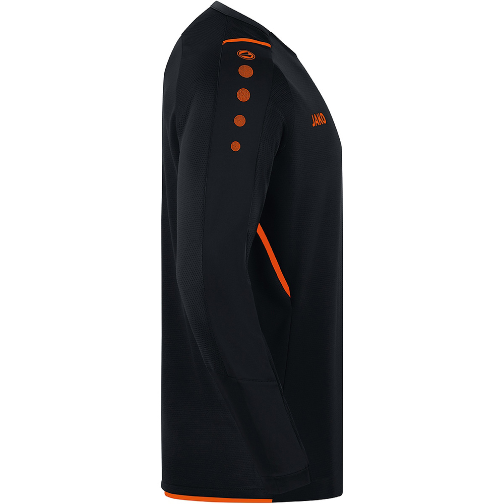 SUDADERA JAKO CHALLENGE, NEGRA-NARANJA NEÓN HOMBRE. 