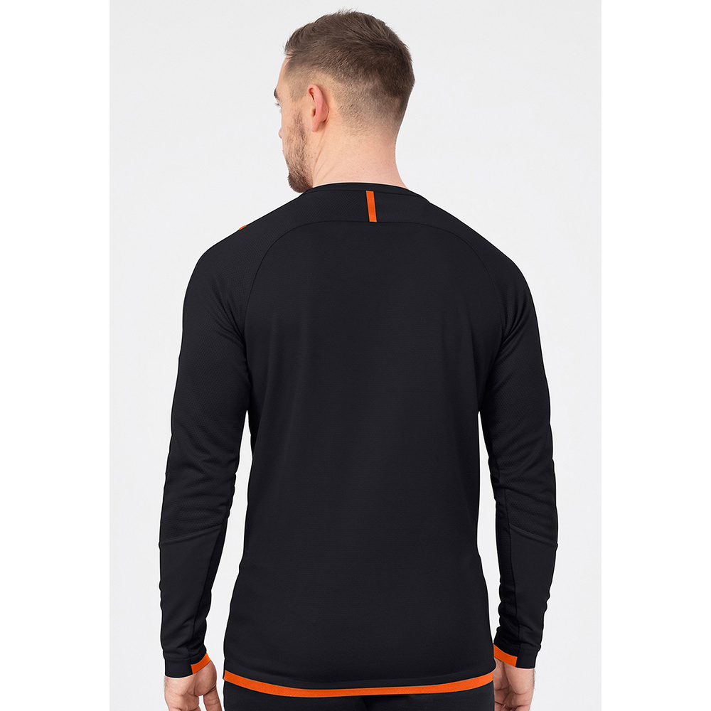 SUDADERA JAKO CHALLENGE, NEGRA-NARANJA NEÓN HOMBRE. 