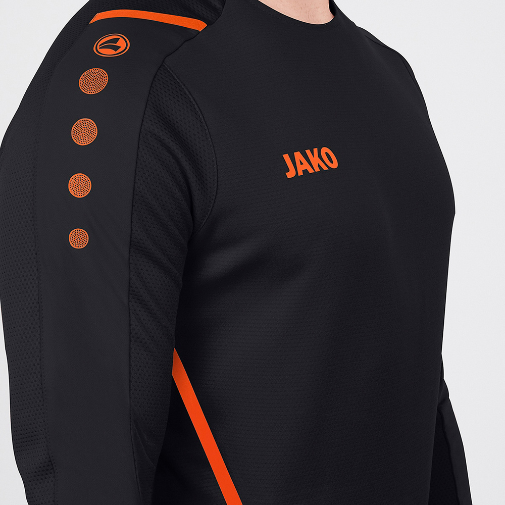 SUDADERA JAKO CHALLENGE, NEGRA-NARANJA NEÓN HOMBRE. 