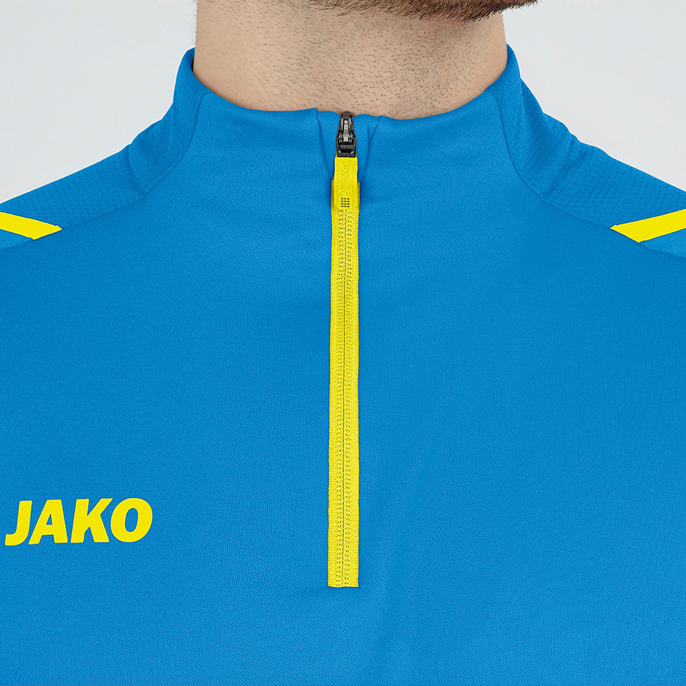 SUDADERA ZIP TOP JAKO CHALLENGE, AZUL JAKO-AMARILLA HOMBRE. 