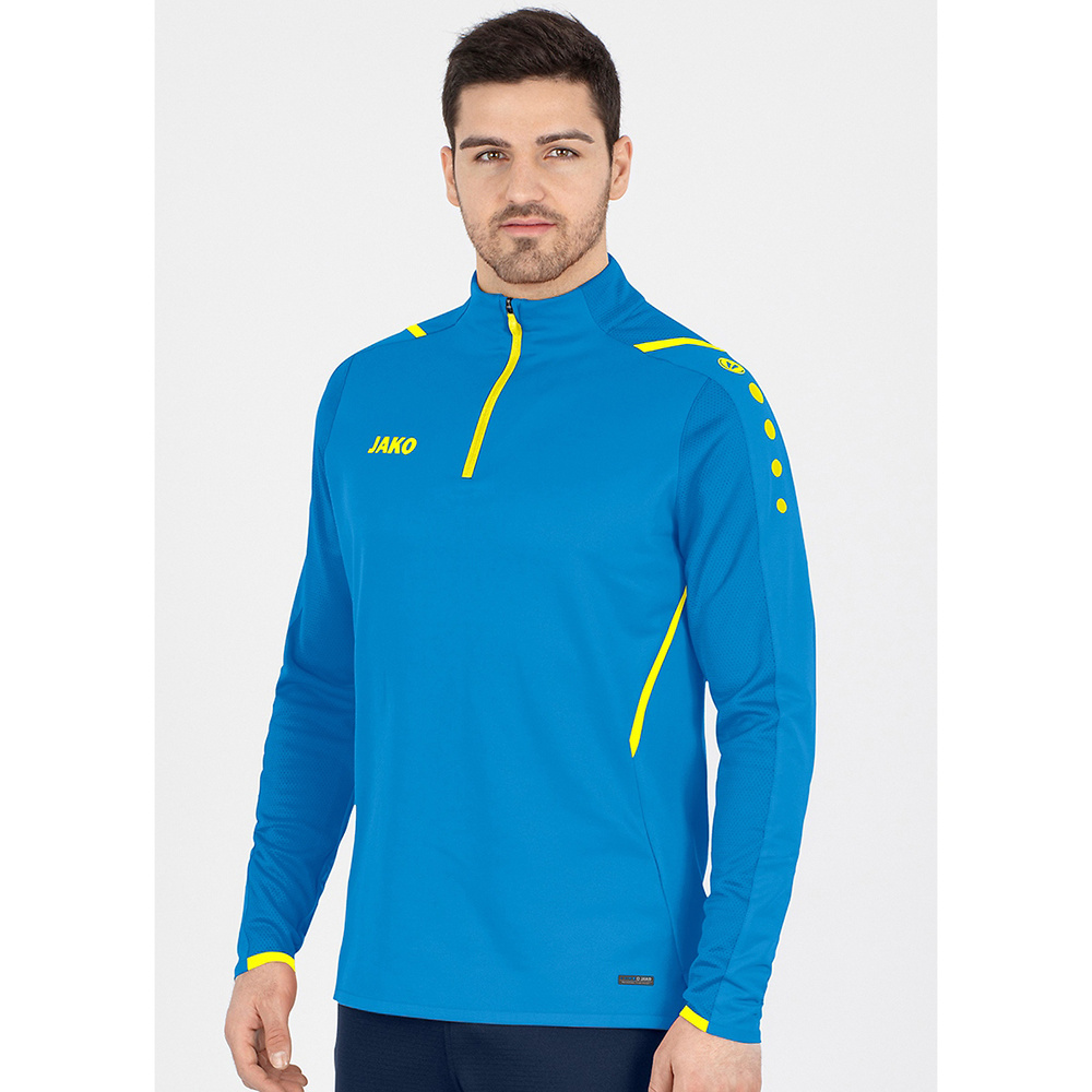 SUDADERA ZIP TOP JAKO CHALLENGE, AZUL JAKO-AMARILLA NIÑO. 