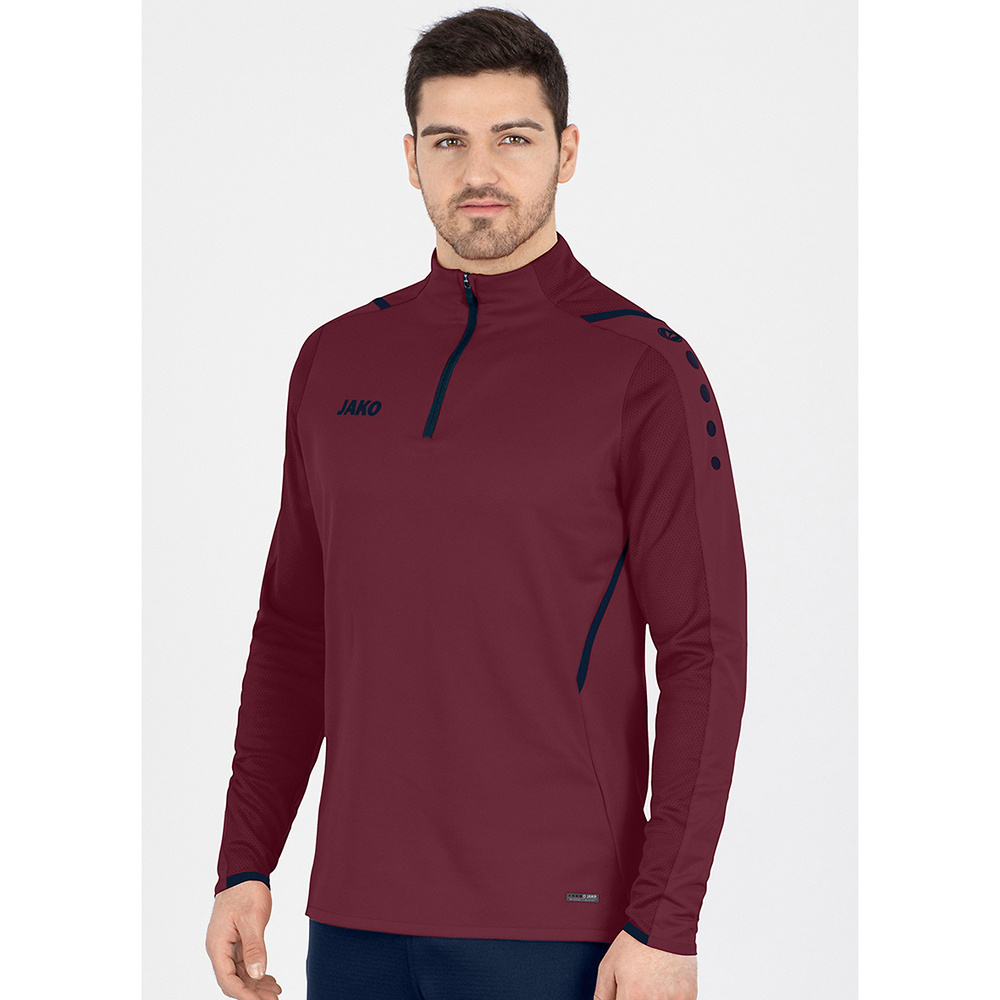 SUDADERA ZIP TOP JAKO CHALLENGE, BURDEOS-MARINO HOMBRE. 