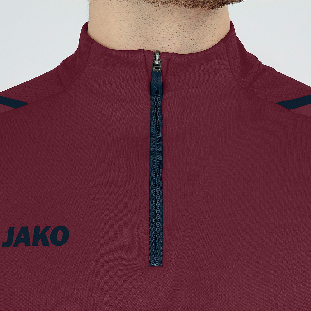 SUDADERA ZIP TOP JAKO CHALLENGE, BURDEOS-MARINO HOMBRE. 