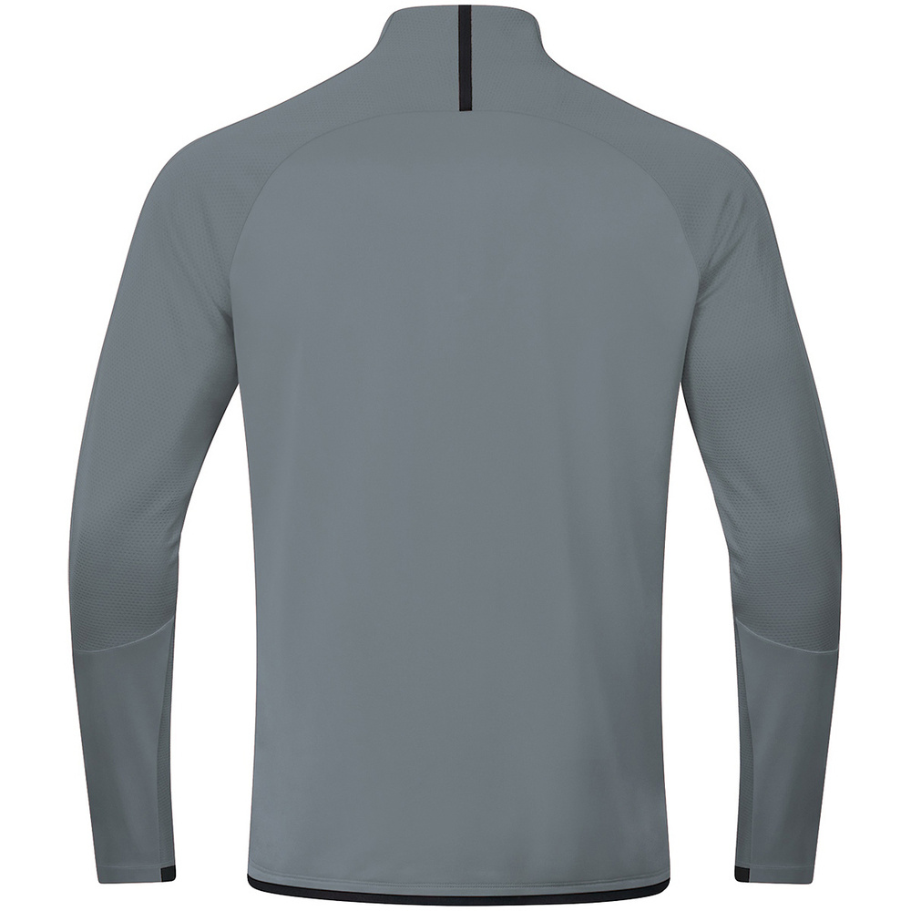 SUDADERA ZIP TOP JAKO CHALLENGE, GRIS PIEDRA-NEGRA HOMBRE. 