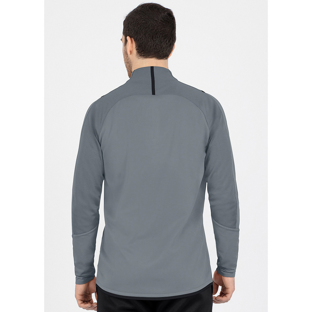 SUDADERA ZIP TOP JAKO CHALLENGE, GRIS PIEDRA-NEGRA HOMBRE. 