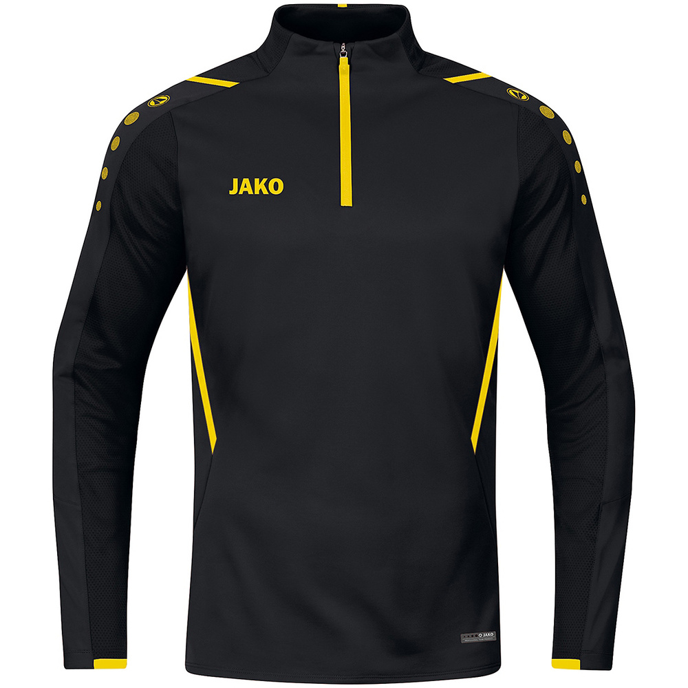 SUDADERA ZIP TOP JAKO CHALLENGE, NEGRA-AMARILLA HOMBRE. 