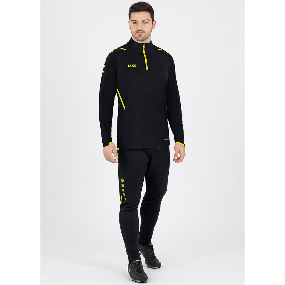 SUDADERA ZIP TOP JAKO CHALLENGE, NEGRA-AMARILLA HOMBRE. 