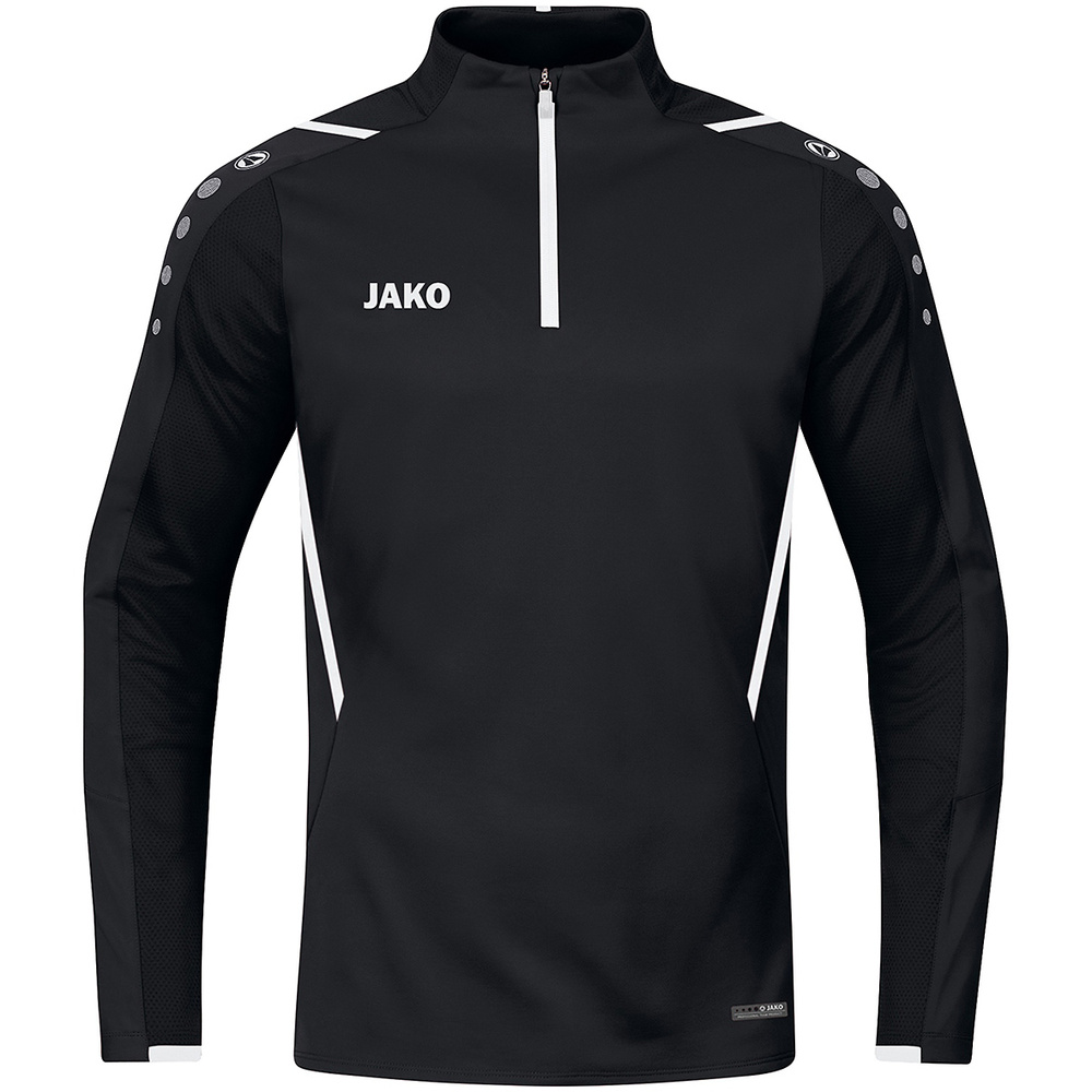 SUDADERA ZIP TOP JAKO CHALLENGE, NEGRA-BLANCA HOMBRE. 