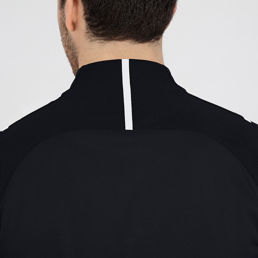 SUDADERA ZIP TOP JAKO CHALLENGE, NEGRA-BLANCA HOMBRE. 