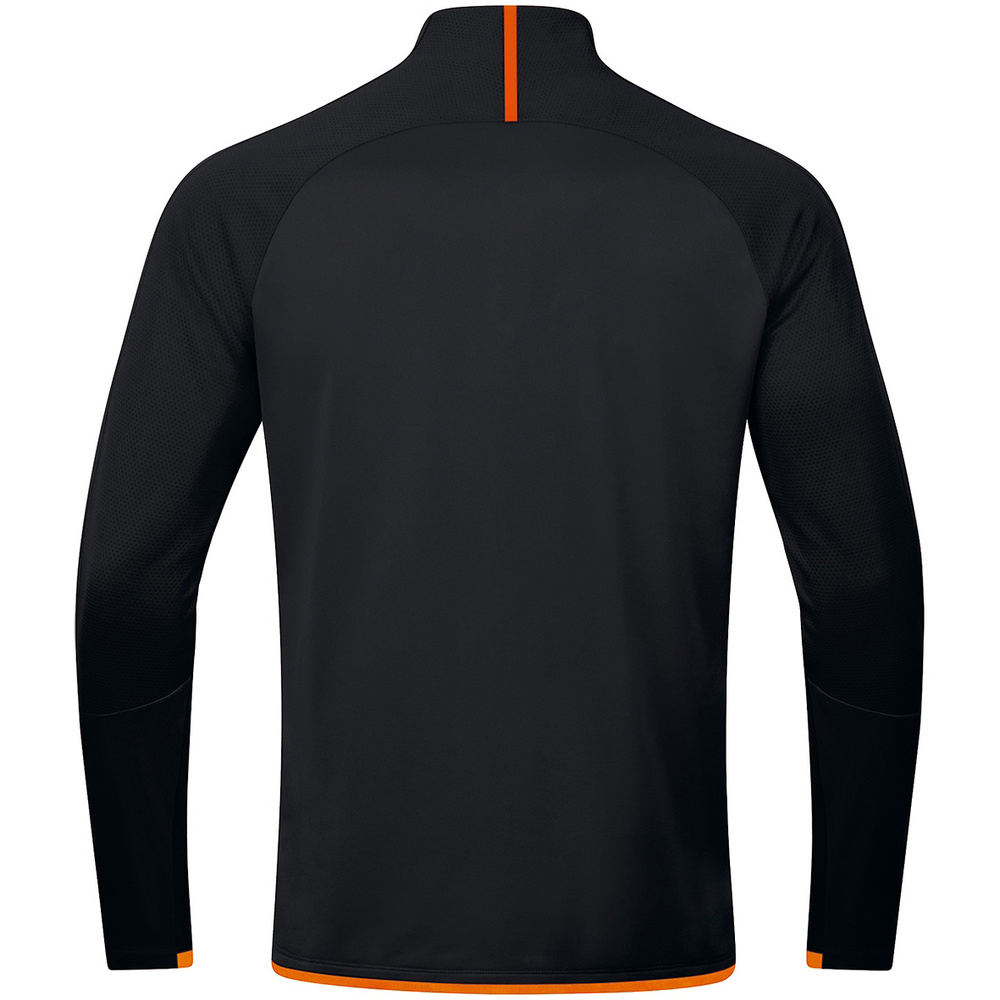 SUDADERA ZIP TOP JAKO CHALLENGE, NEGRA-NARANJA NEÓN NIÑO. 