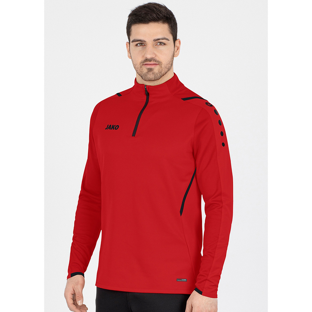 SUDADERA ZIP TOP JAKO CHALLENGE, ROJA-NEGRA HOMBRE. 