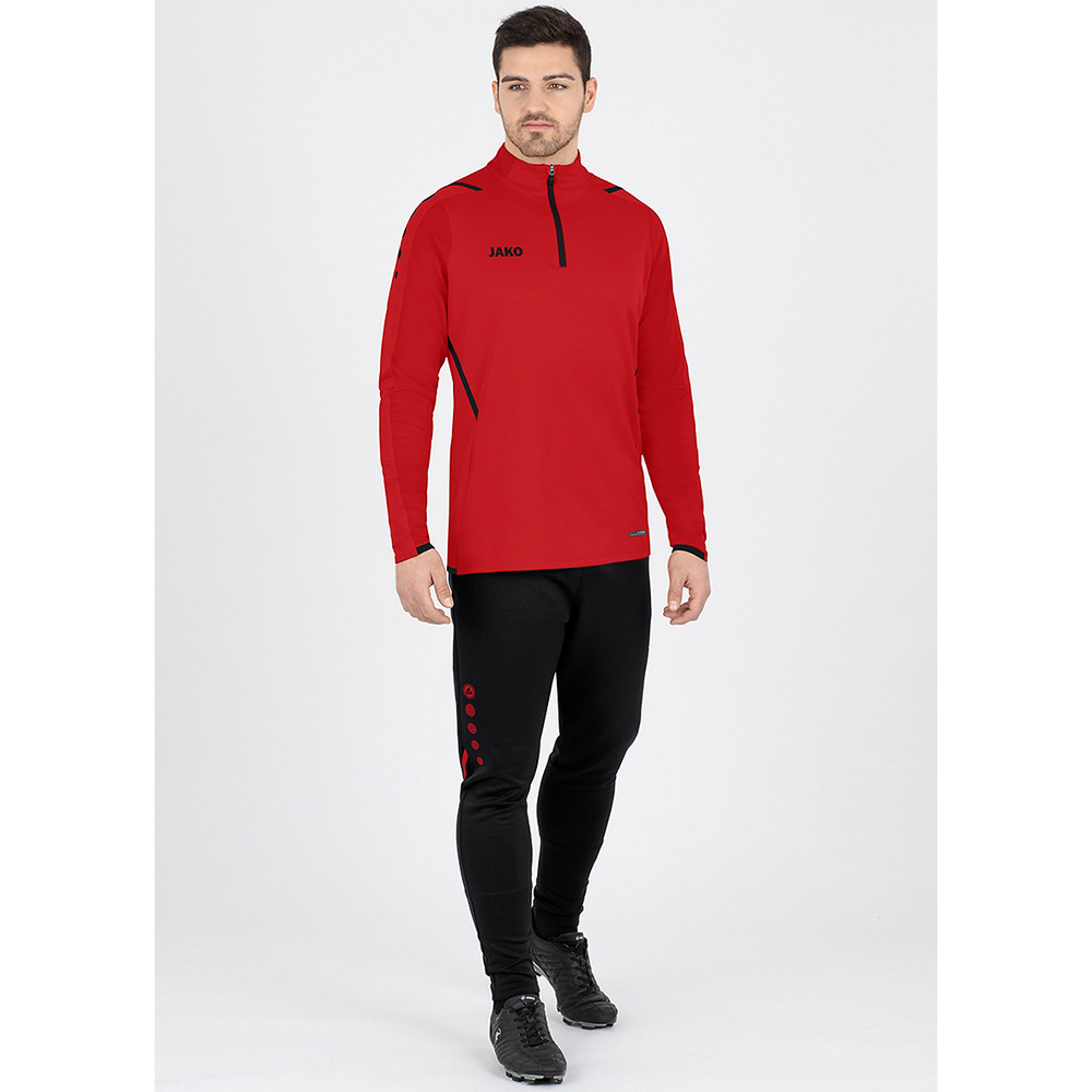 SUDADERA ZIP TOP JAKO CHALLENGE, ROJA-NEGRA HOMBRE. 