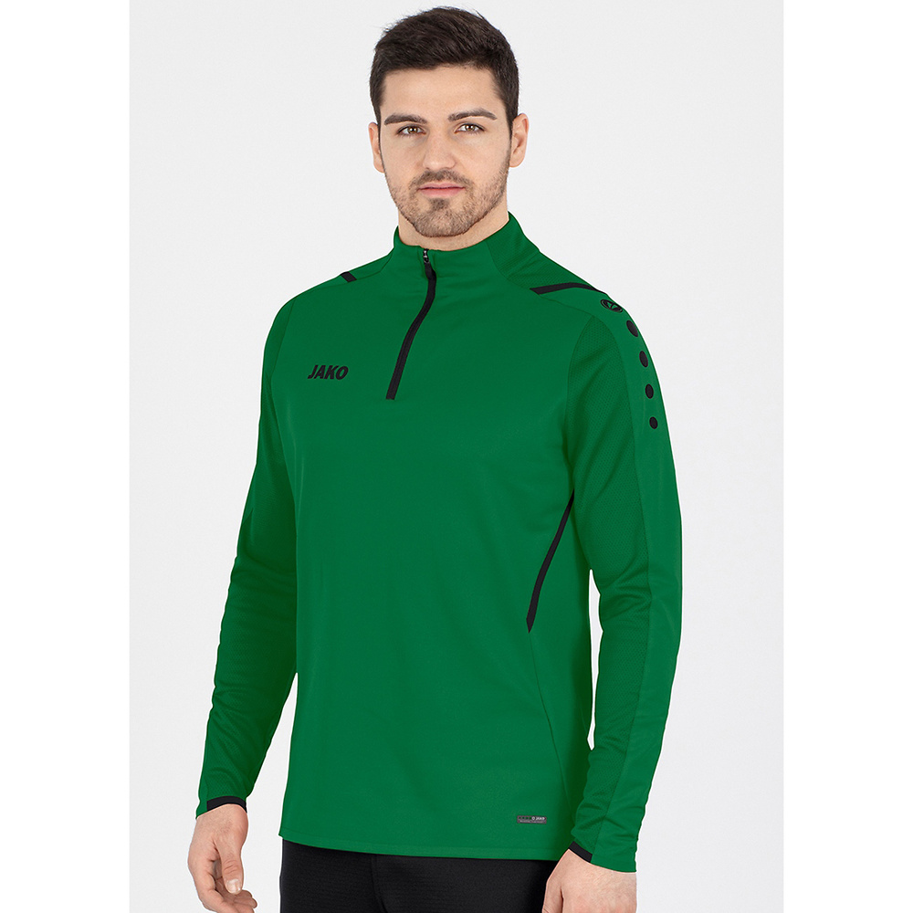 SUDADERA ZIP TOP JAKO CHALLENGE, VERDE-NEGRA HOMBRE. 