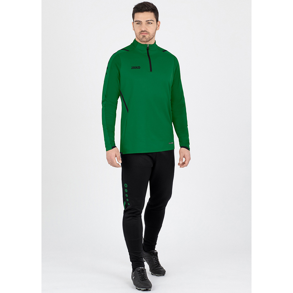 SUDADERA ZIP TOP JAKO CHALLENGE, VERDE-NEGRA HOMBRE. 