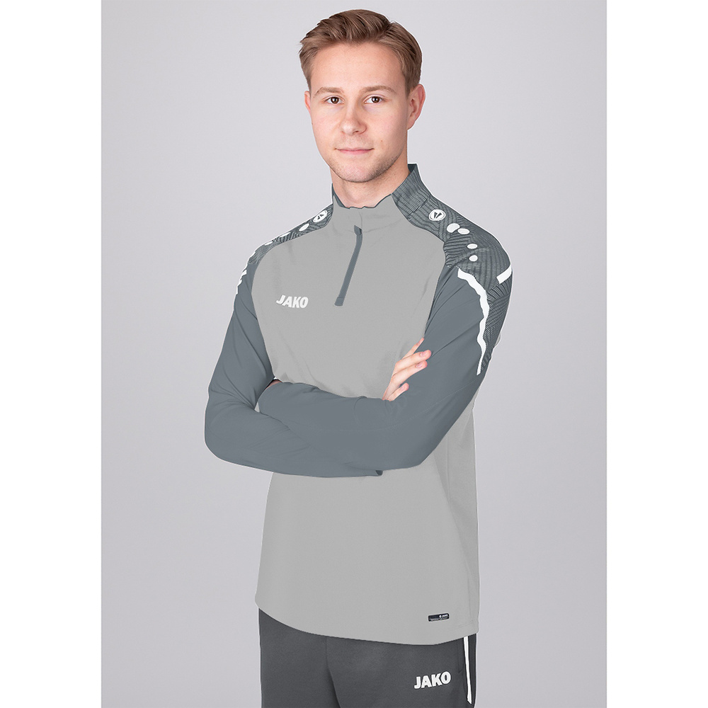 SUDADERA ZIP TOP JAKO PERFORMANCE, GRIS-GRIS PIEDRA HOMBRE. 