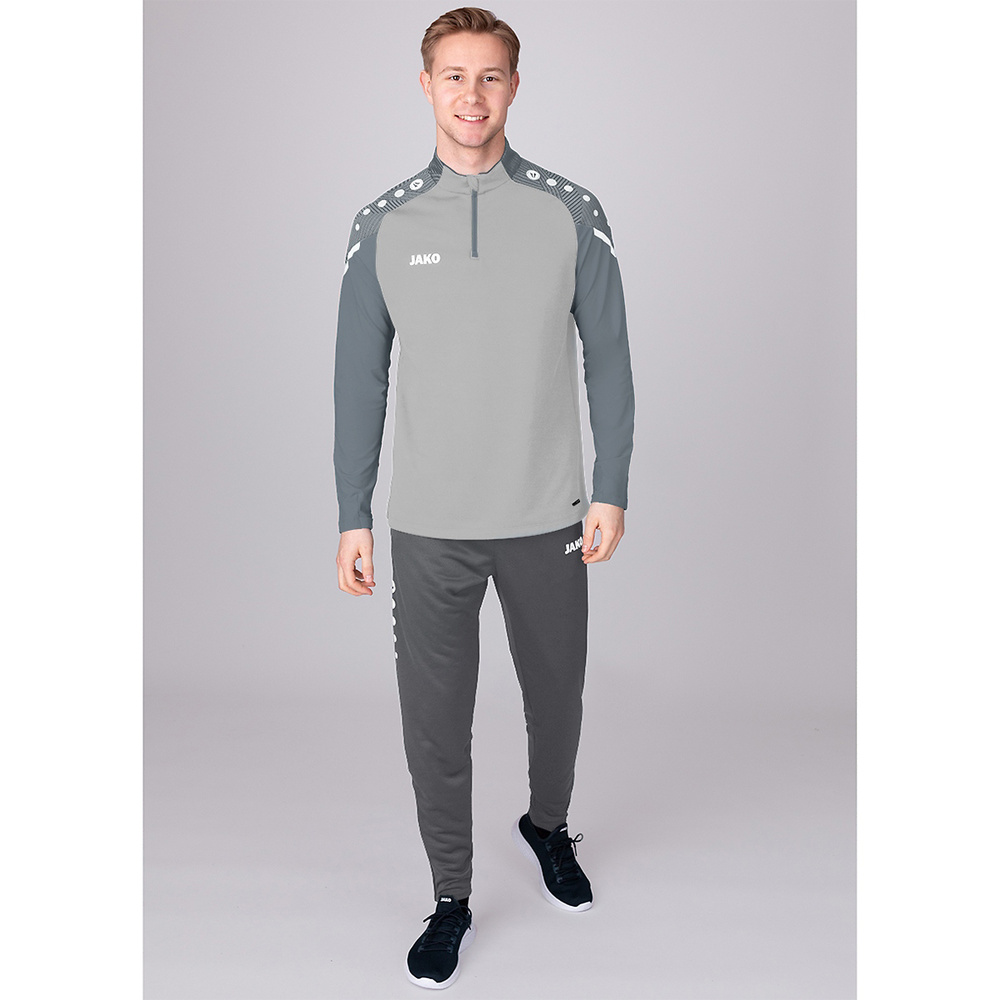 SUDADERA ZIP TOP JAKO PERFORMANCE, GRIS-GRIS PIEDRA HOMBRE. 