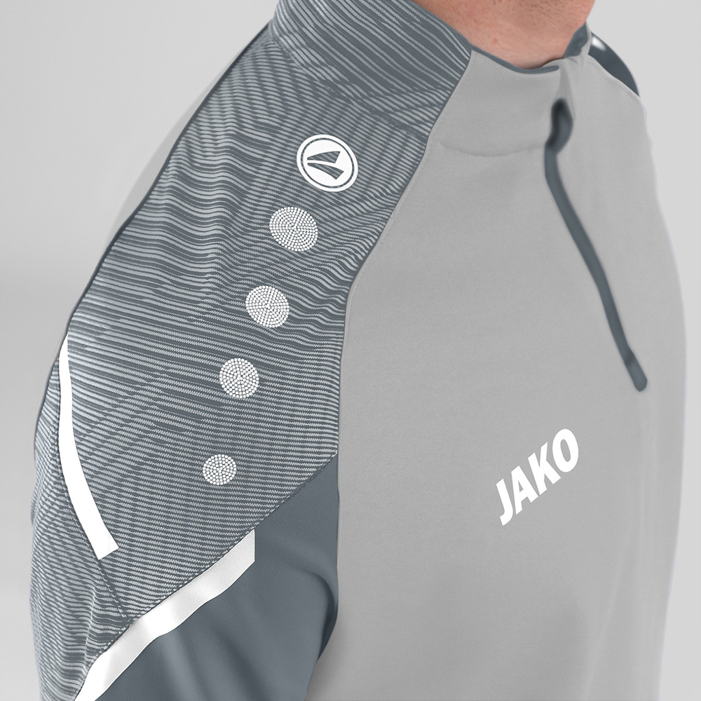 SUDADERA ZIP TOP JAKO PERFORMANCE, GRIS-GRIS PIEDRA HOMBRE. 