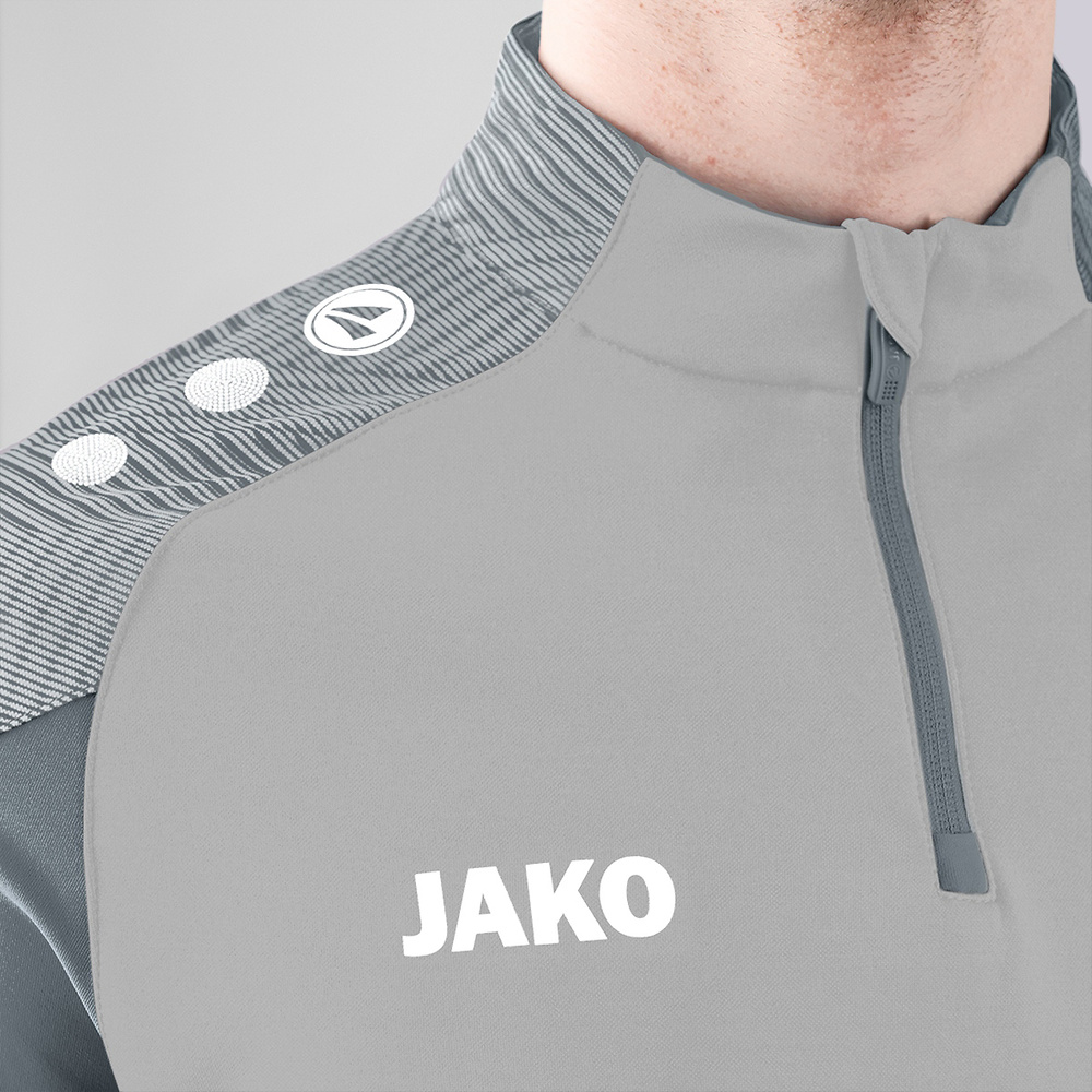 SUDADERA ZIP TOP JAKO PERFORMANCE, GRIS-GRIS PIEDRA HOMBRE. 