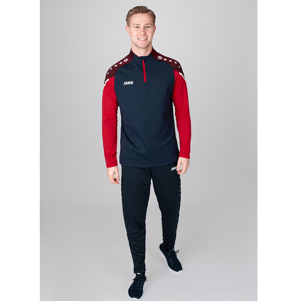 SUDADERA ZIP TOP JAKO PERFORMANCE, MARINO-ROJA HOMBRE. 