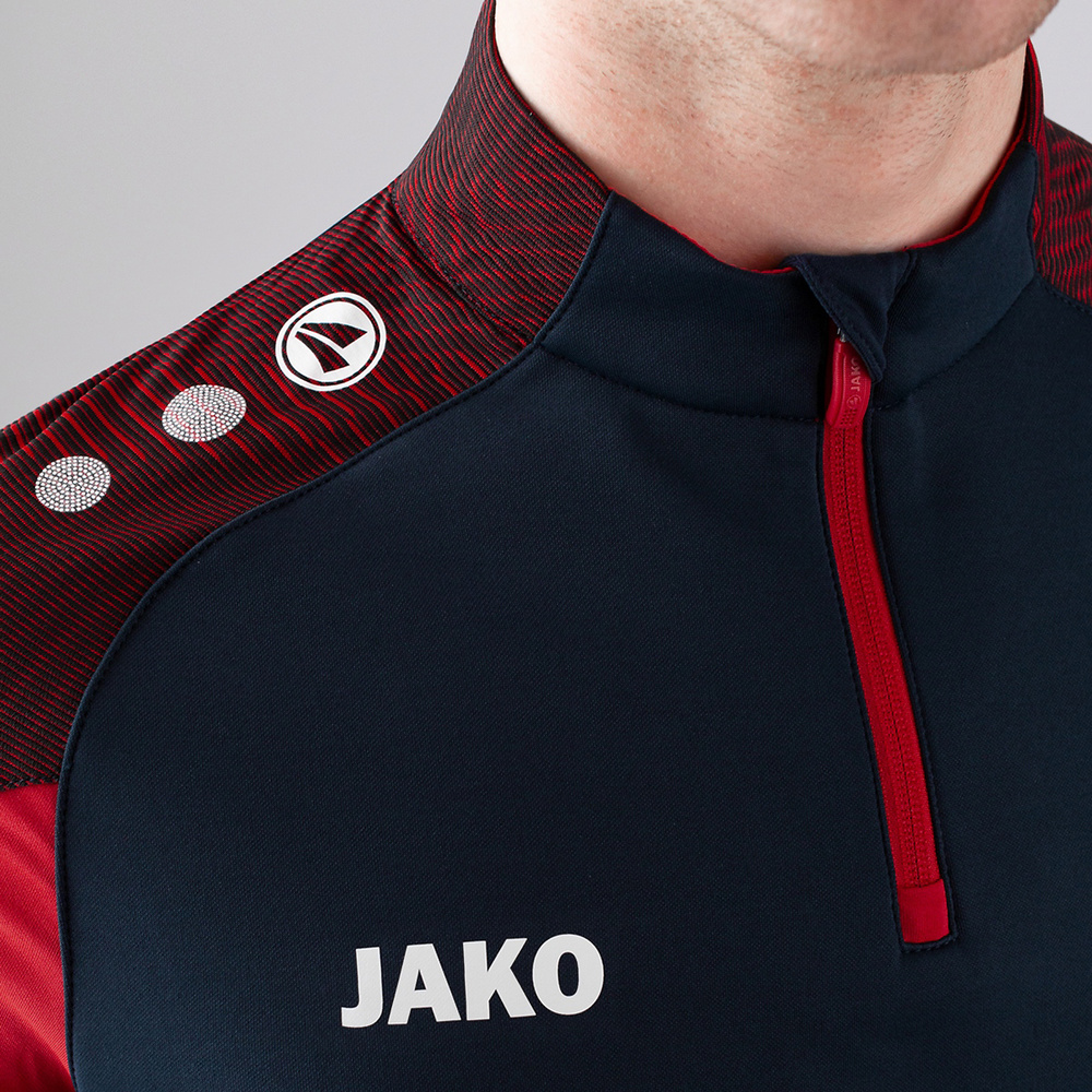 SUDADERA ZIP TOP JAKO PERFORMANCE, MARINO-ROJA HOMBRE. 