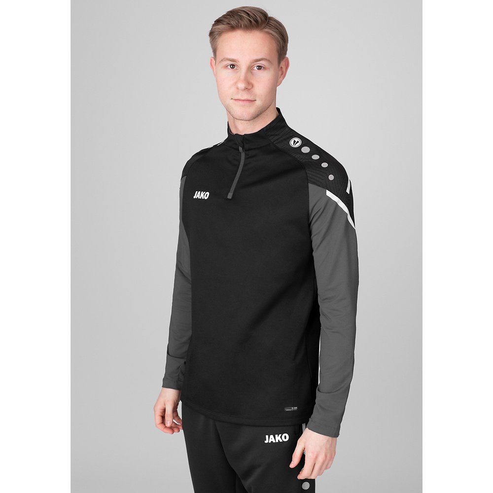 SUDADERA ZIP TOP JAKO PERFORMANCE, NEGRA-ANTRACITA HOMBRE. 