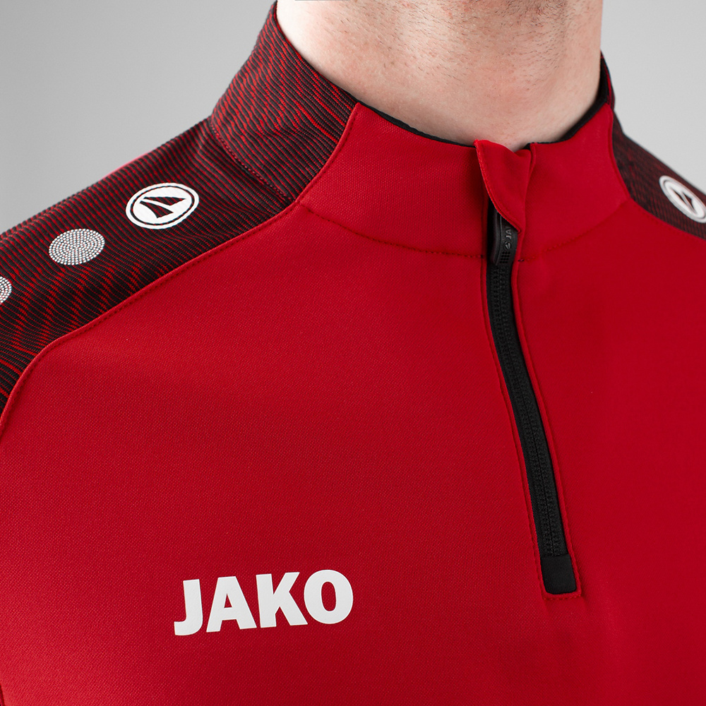 SUDADERA ZIP TOP JAKO PERFORMANCE, ROJA-NEGRA HOMBRE. 