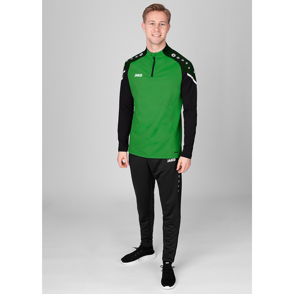 SUDADERA ZIP TOP JAKO PERFORMANCE, VERDE-NEGRA HOMBRE. 