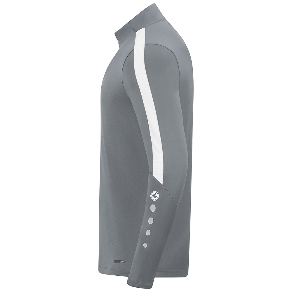 SUDADERA ZIP TOP JAKO POWER, GRIS PIEDRA-BLANCA UNISEX. 