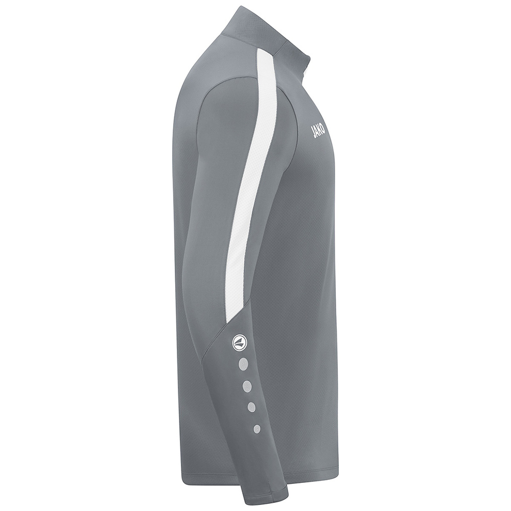 SUDADERA ZIP TOP JAKO POWER, GRIS PIEDRA-BLANCA UNISEX. 