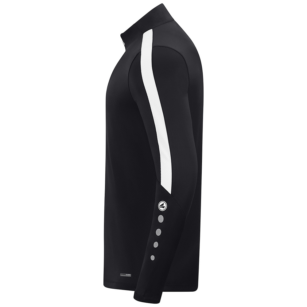 SUDADERA ZIP TOP JAKO POWER, NEGRA-BLANCA NIÑO. 