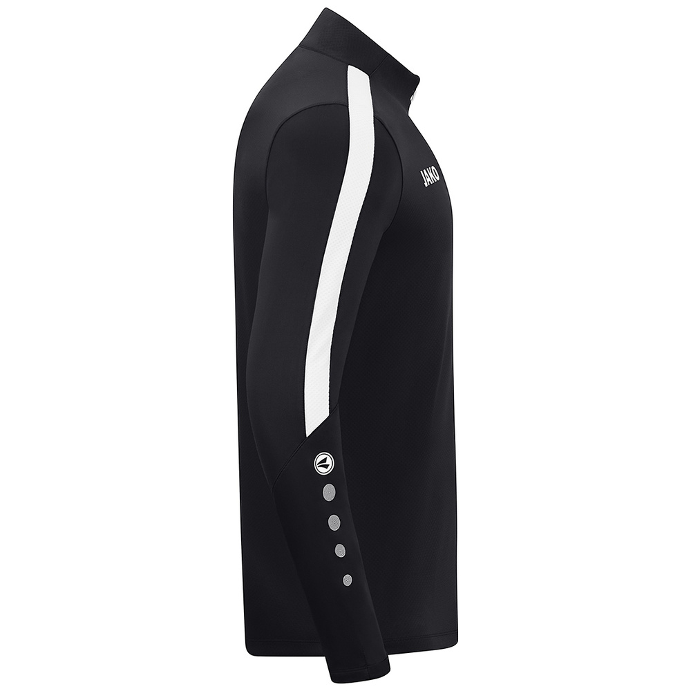 SUDADERA ZIP TOP JAKO POWER, NEGRA-BLANCA NIÑO. 