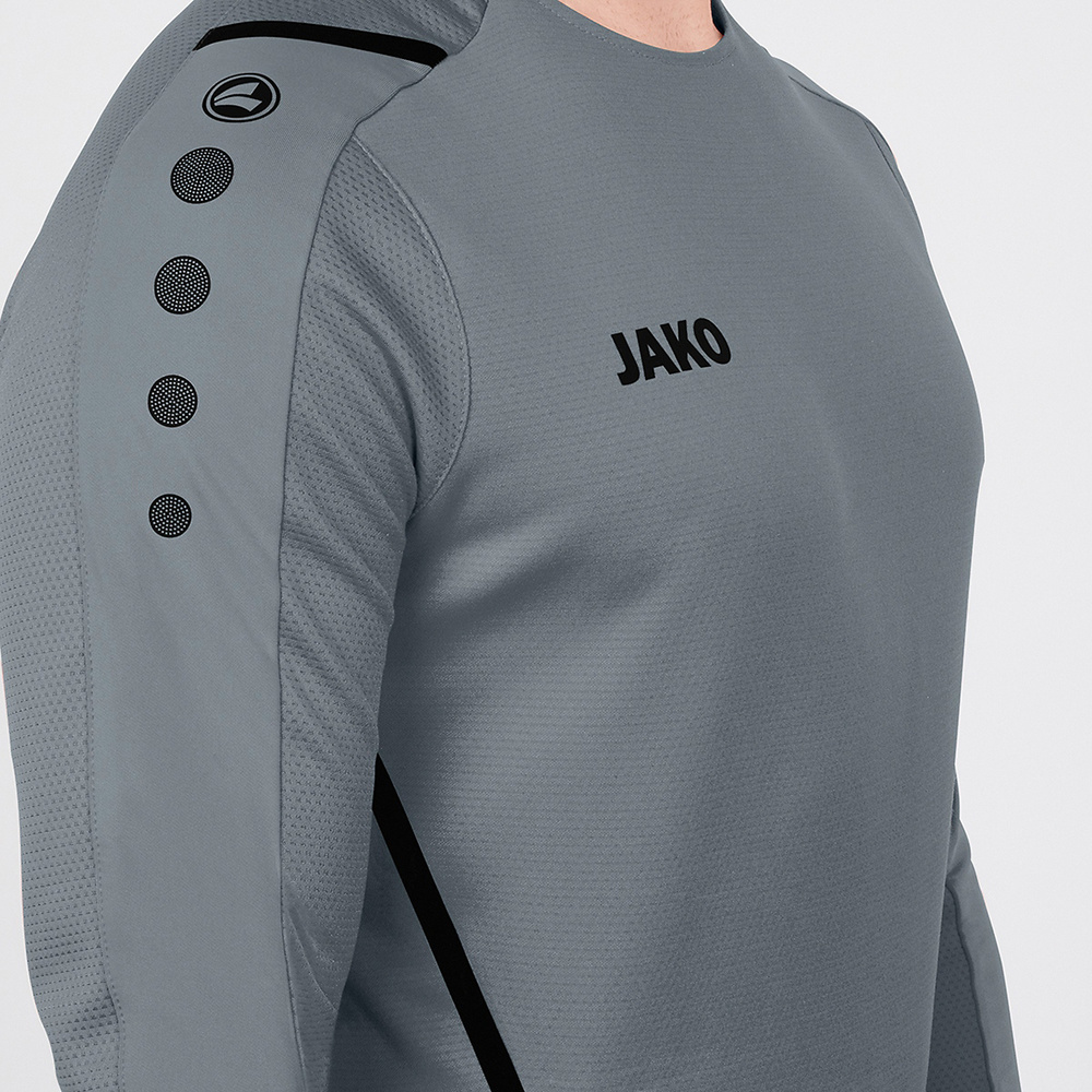 SWEATER JAKO CHALLENGE, STONE GREY-BLACK KIDS. 